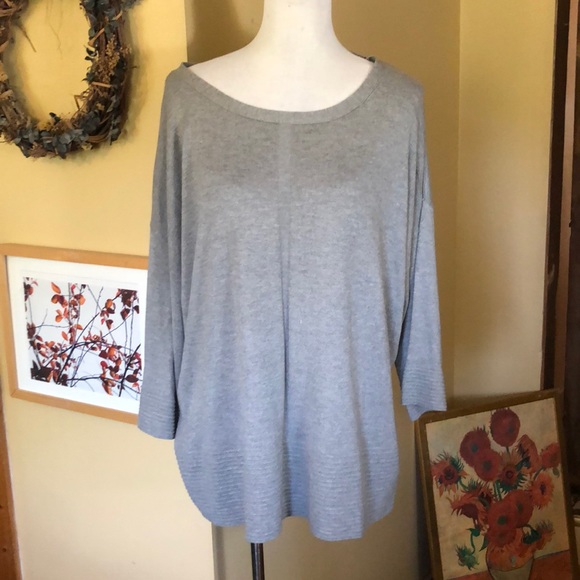 CYRUS Size 2X Scoopneck Ribbed Trim Tunic length Soft Gray Classic $88 NEW - Picture 4 of 16